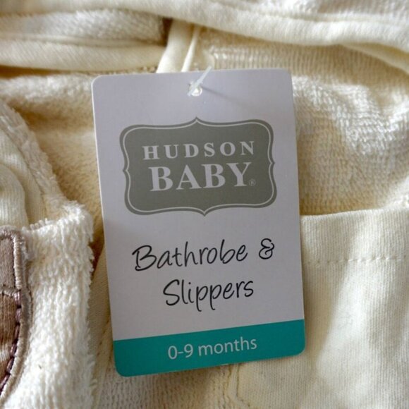 Hudson Baby Cotton Animal Face Bathrobe & Slippers, Giraffe, 0-9 Months, NWT - Picture 4 of 7